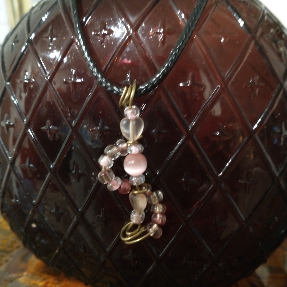 Handmade Necklace Pink Cats Eye